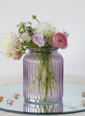 欧式紫色浮雕玻璃花瓶复古宫廷风小号清新仙女风民宿装饰拍照道具