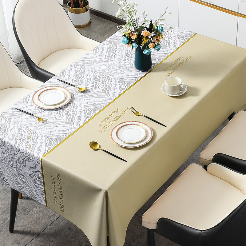 桌布防水防油防烫免洗PVC餐桌布长方形茶几台布餐布轻奢高级感