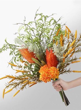 简约轻奢彷真花束绿色花艺插花酒店样品屋展示中心样板房假花餐桌