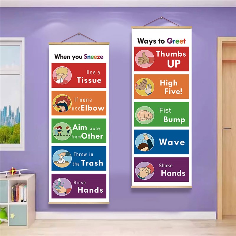 双语国际学校墙面装饰挂画英语z教室文化环创布置壁纸教培文化海