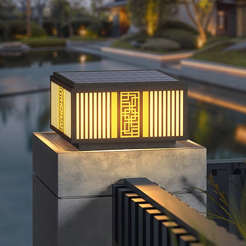 太阳能柱头灯户外别墅大门柱子灯室外防K水门柱灯新中式庭院围墙