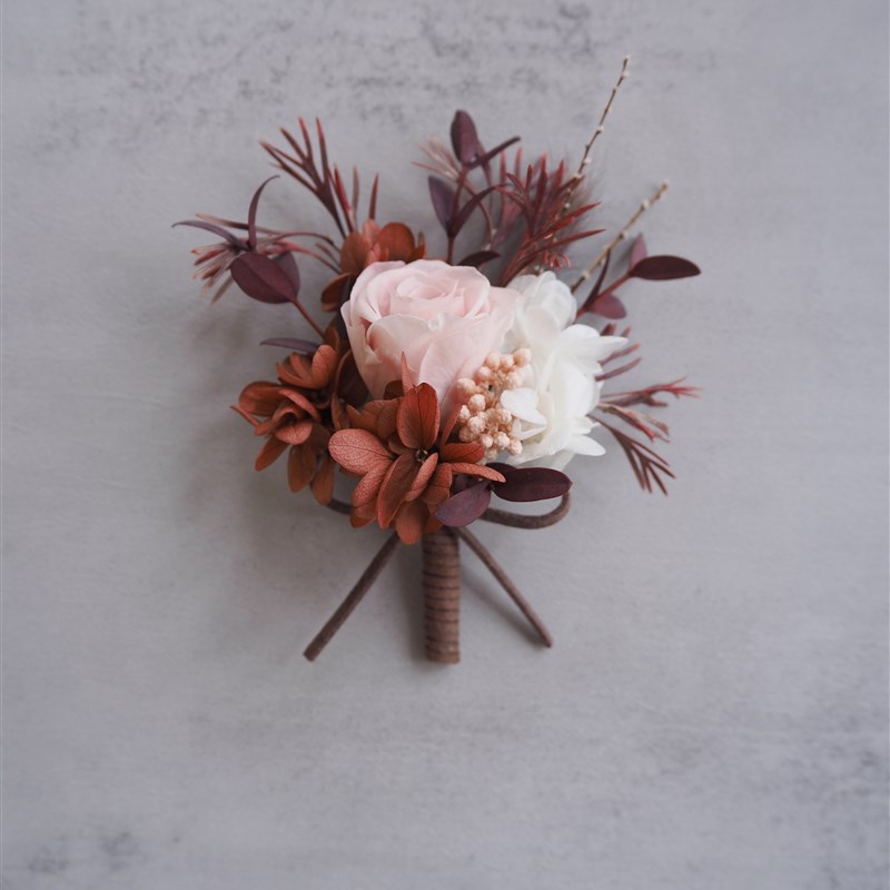 复古婚礼新郎胸花k高级新娘伴娘手腕花永生花玫瑰小众婚礼伴郎襟