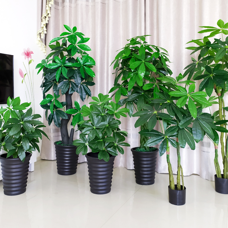 仿真发财树假花装饰植物室内假盆栽客H厅花大型落地树绿植塑料盆