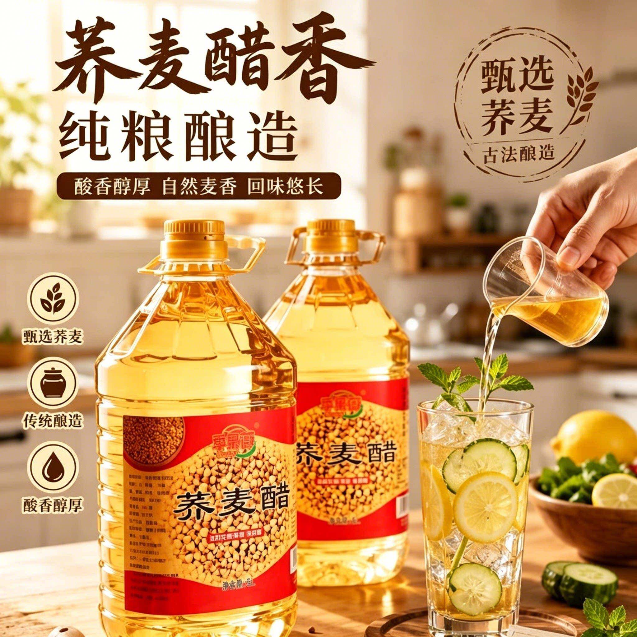 季果薇荞麦醋古法酿造云南特产荞麦醋荞醋泡玫瑰花醋精制荞麦白醋