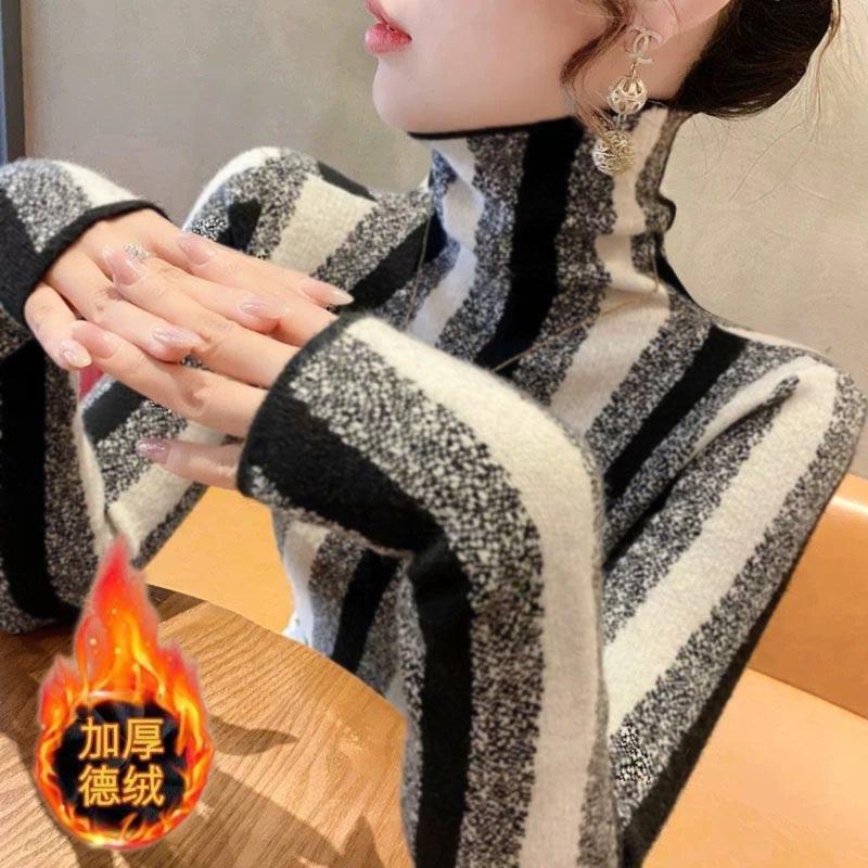 德绒保暖高领打底衫女秋冬洋气
