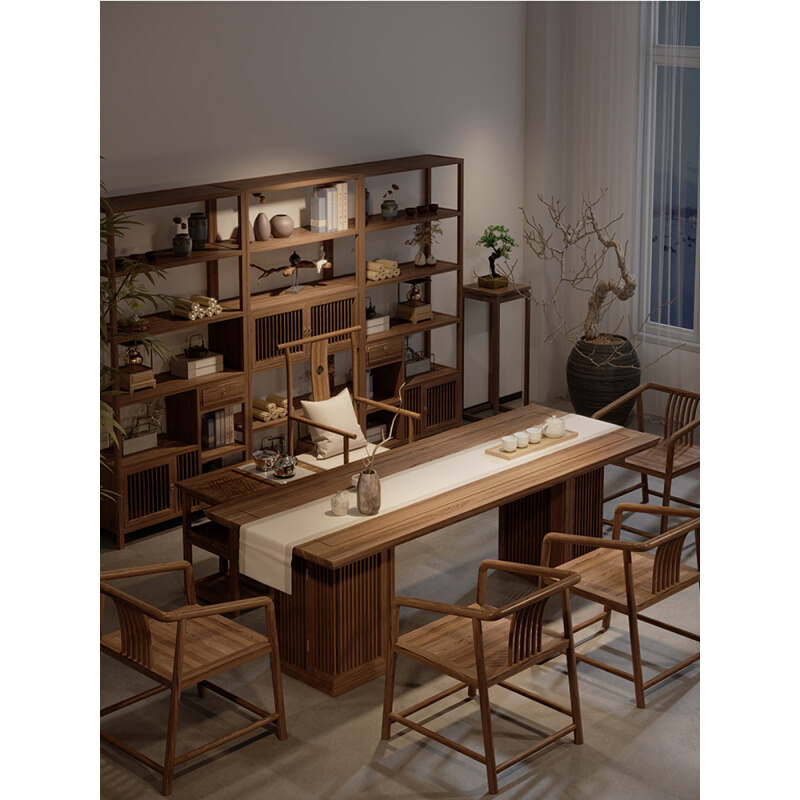 新中式茶台实木茶桌椅组合现代简约茶几办公室功夫禅意茶室家具
