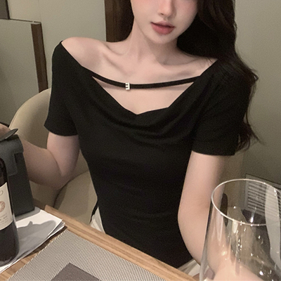纯欲辣妹一字肩上衣女夏