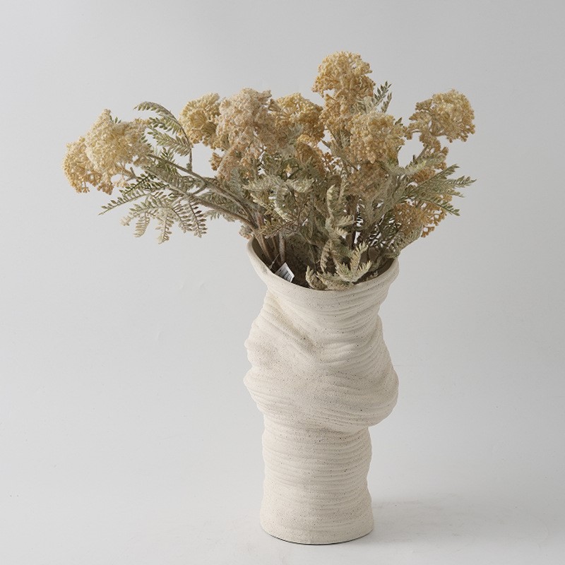 简约现代扭曲手工陶瓷花瓶家居样板间民宿摆设品软装餐桌花器饰品