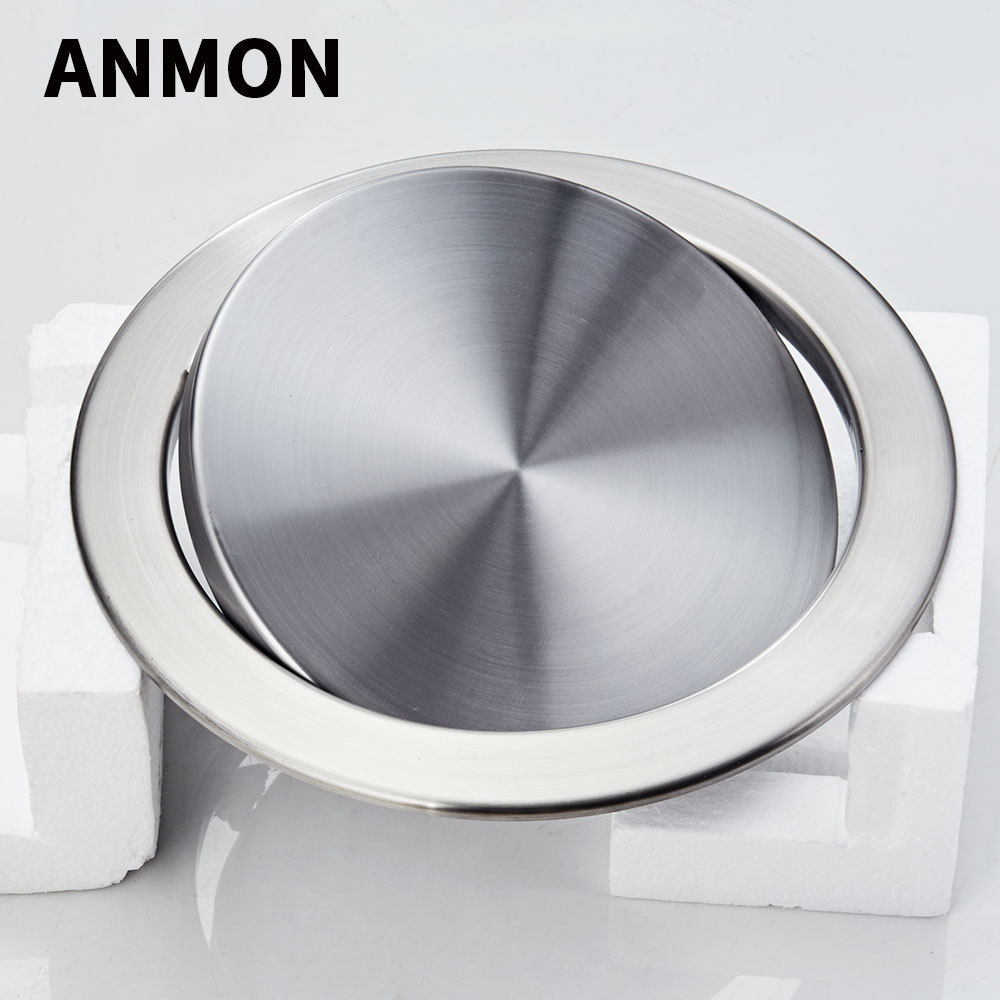 台面嵌入式不锈钢垃圾桶翻盖摇盖装饰厨房家用厕所卫生间拉丝圆形