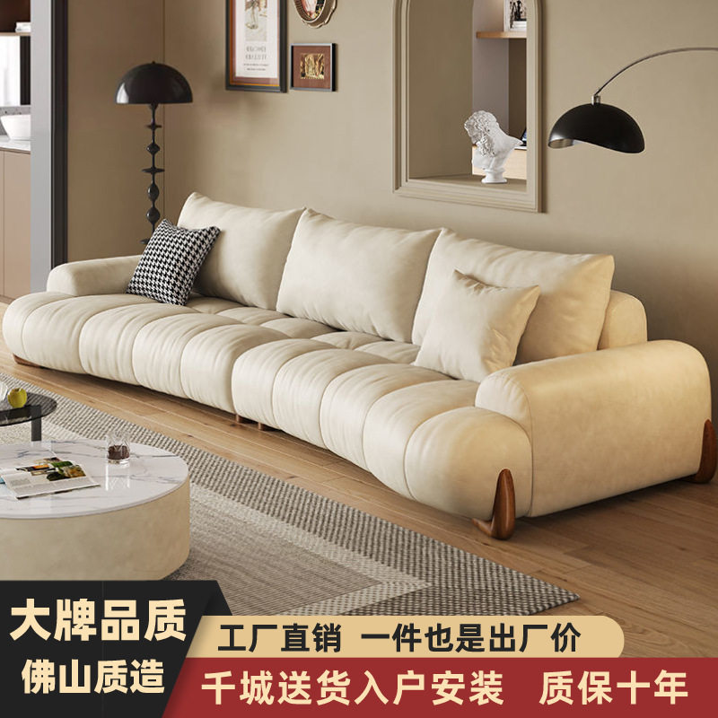 小户型复古头层牛皮三人沙发