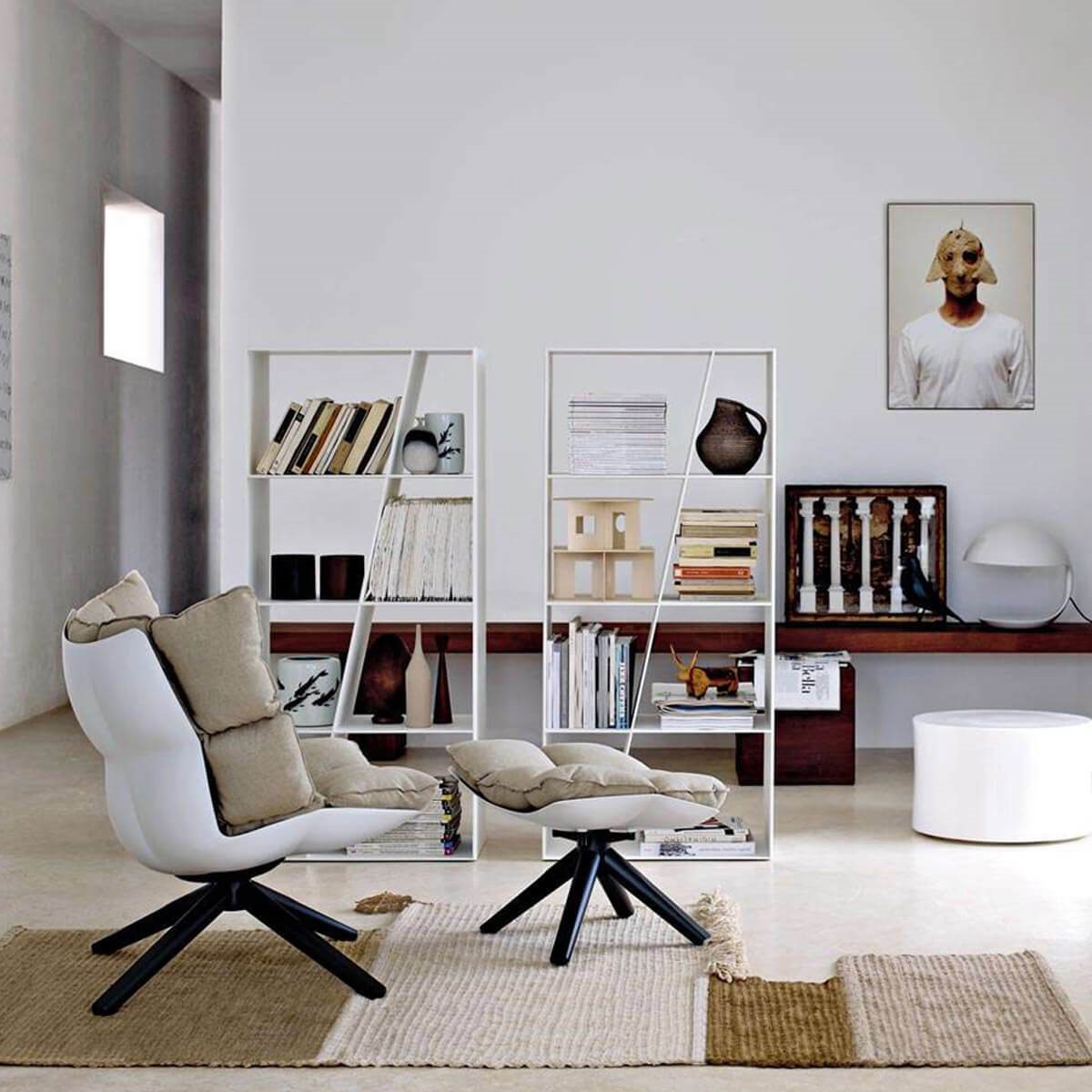 工厂直销B&B意式极简设计师客厅布艺轻奢懒人休闲扶手Husk肌肉椅