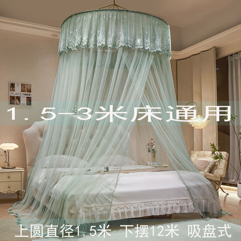 吊顶蚊帐圆顶蚊帐1.8m床家用加密加厚吊挂式免安装榻榻米落地蚊帐