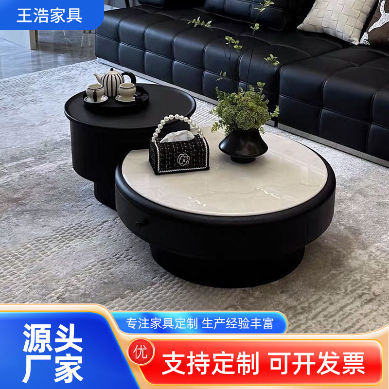 意式设计师大理石升降收纳茶几