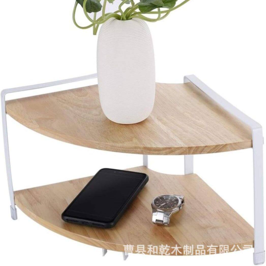 扇形转角置物架木制卫生间储物架台洗漱用品收纳架双层厨房调料架