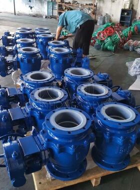 FQ41F46衬氟放料球阀 不锈钢衬四氟衬胶耐磨物料 欣弘阀门