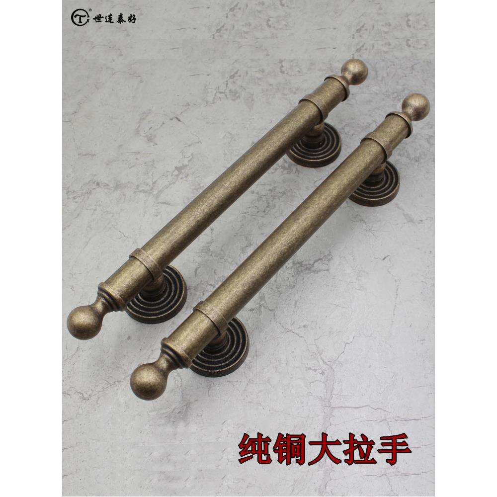 纯铜复古黑色现代中式商店铺门把手红古铜明装对开门木门大拉手