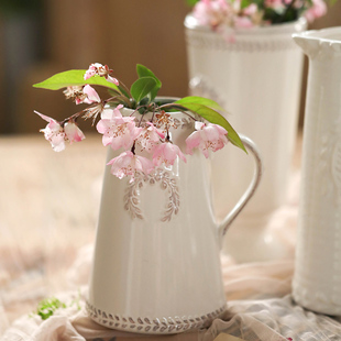 左岸麦田 斯洛特白色陶瓷花瓶摆件家居饰品客厅插花美式餐桌花瓶