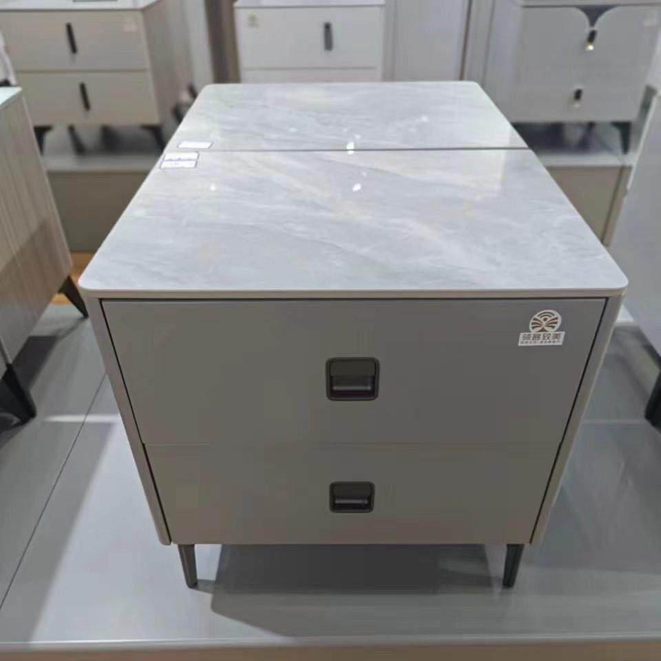 DZA25灰现代简约轻奢岩板床头柜家用卧室极简床边柜小户型高级实