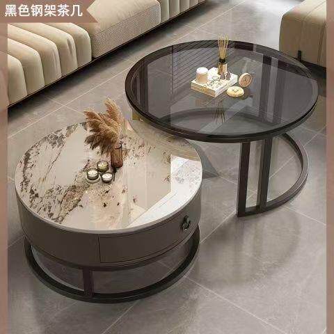 岩板茶几客厅家用简约圆形桌子2025新款轻奢现代网红小户型茶几桌
