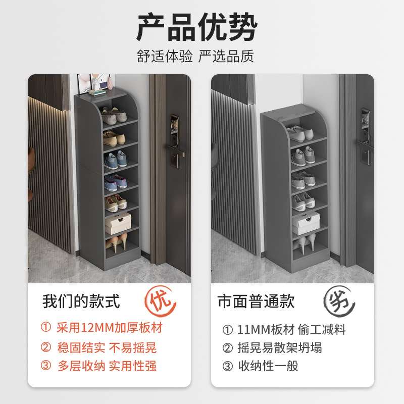鞋柜简易家用小型迷你省空间客厅收纳架门口转角大容量窄立式鞋架