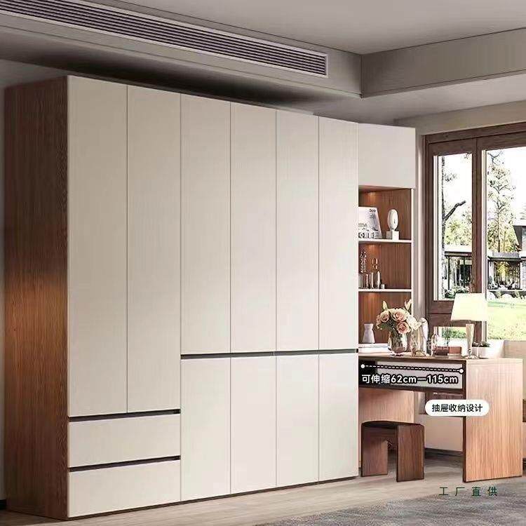 衣柜连书桌带转角一体家用儿童卧室伸缩电脑桌小户型拐角书柜组合