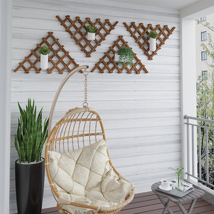 网格阳台悬挂墙壁墙上花架实木防腐壁挂装 饰绿萝墙面吊兰花盆挂式