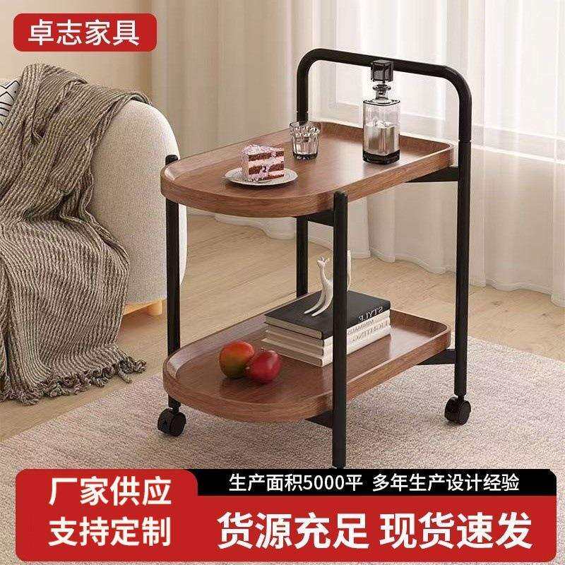 茶几可移动小推车置物架客厅简约双层小边几家用沙发边带轮置物架