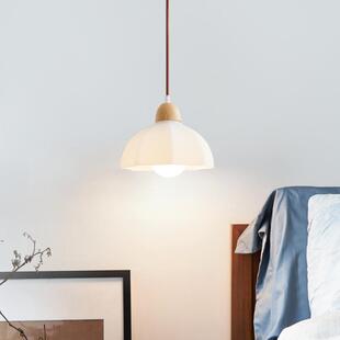 日式田园风餐厅原木小吊灯新款卧室床头吧台餐桌三头玻璃北欧灯具