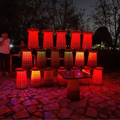 LC01-ZD007超大号户外露营折叠伸缩凳发光野营折叠桌椅450kg承重