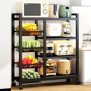 A10L厨房菜篮子置物架落地多层蔬菜收纳筐家用小推车杂物储物架餐