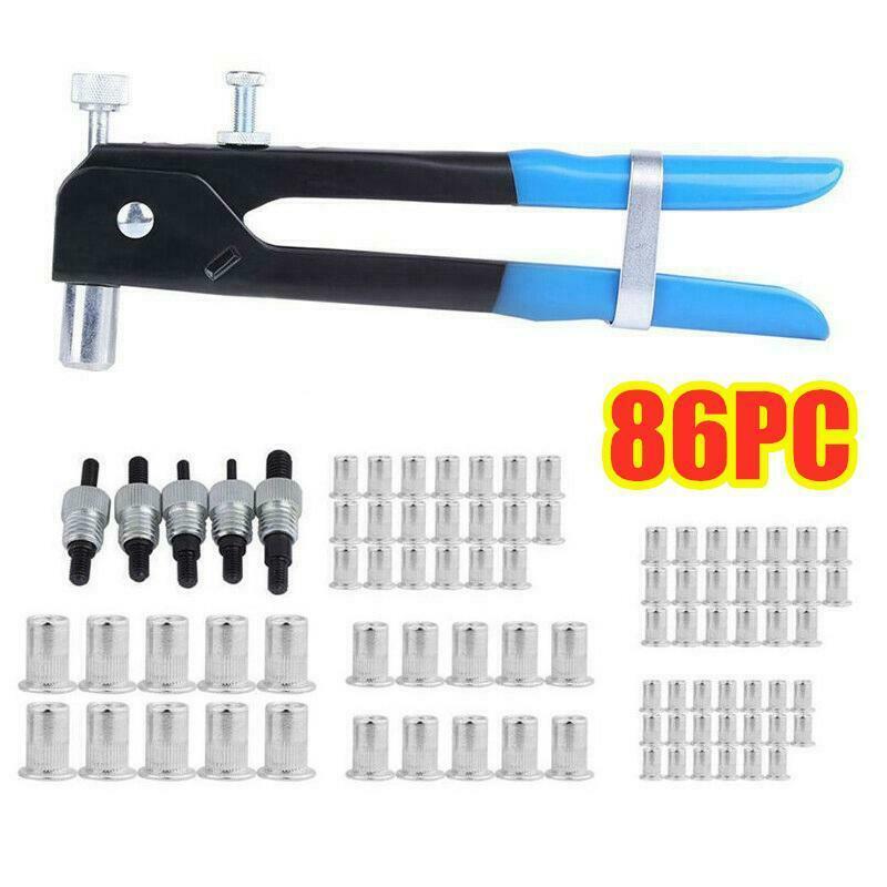 86pc手动铆钉枪工具扳手组件螺母插入心轴M3-M8螺姆套装铆钉机