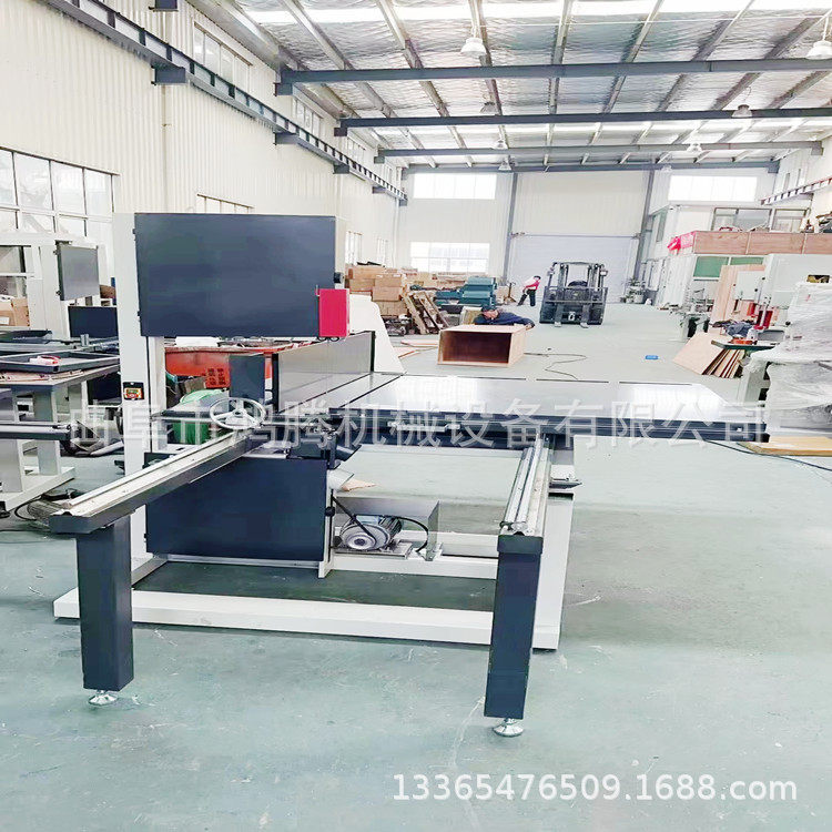 滑轨推台进出板 裁边空调滤芯去金属条双头切割锯 立式木工带锯机