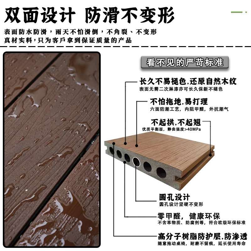 塑木地板户外庭院露台木塑室外pvc防腐木一二代共挤木塑木板