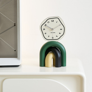 wozoom屋准奶油风客厅桌面摆件家居装饰品钟表电视柜玄关创意时钟