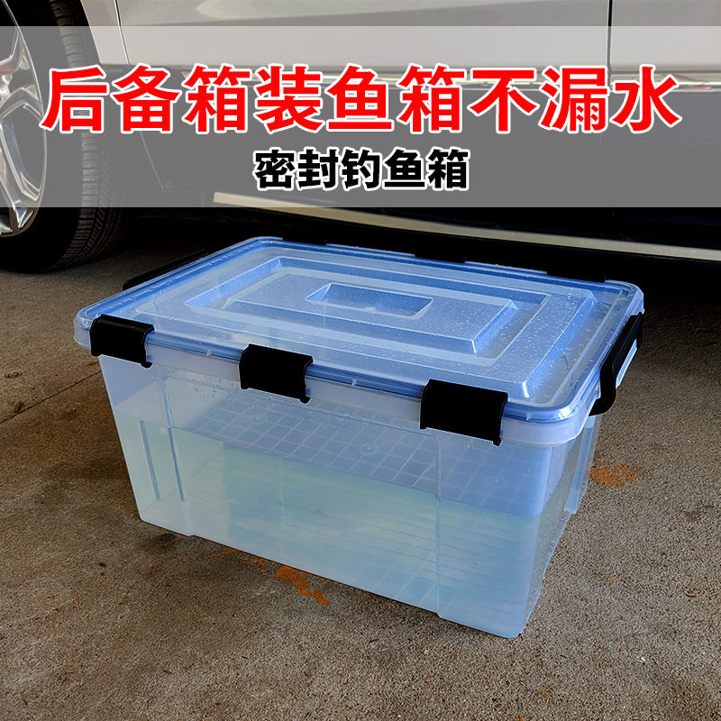 活鱼水箱密封防漏水车载钓鱼装备长方形透明装鱼运输箱渔具收纳箱
