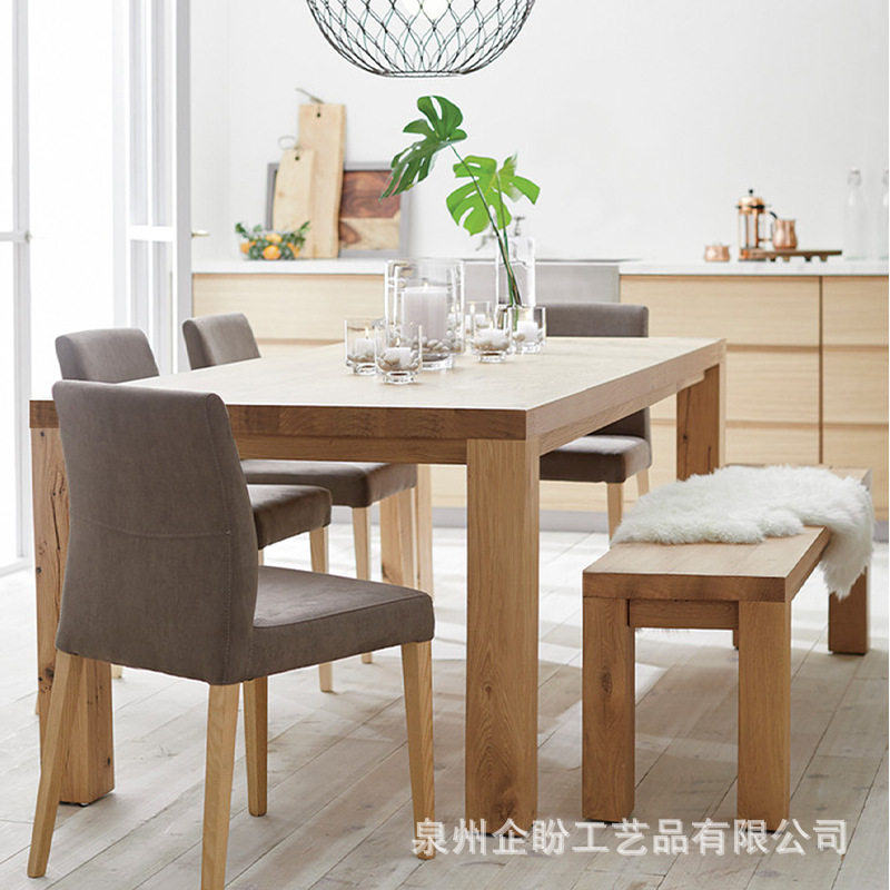 日式全实木餐桌椅长凳组合家用餐厅长方形吃饭桌民宿休闲洽谈桌椅