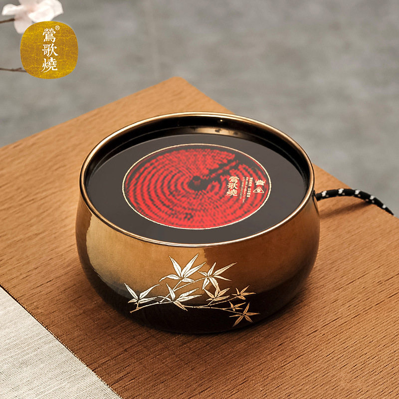 莺歌烧银竹款电陶炉茶炉家用静音煮茶器银壶铁壶铜壶专用烧水炉