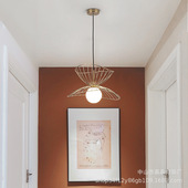 北欧餐厅吊灯现代简约轻奢吧台单头灯具 客厅卧室ins网红草帽吊灯