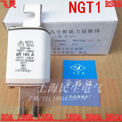 保。险元器件NGT1 RS32快速熔断器熔断体熔芯过载短路保护160A200