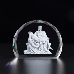 小桥 水晶半圆白胚白料厂家直销K9中意内雕水晶工艺品