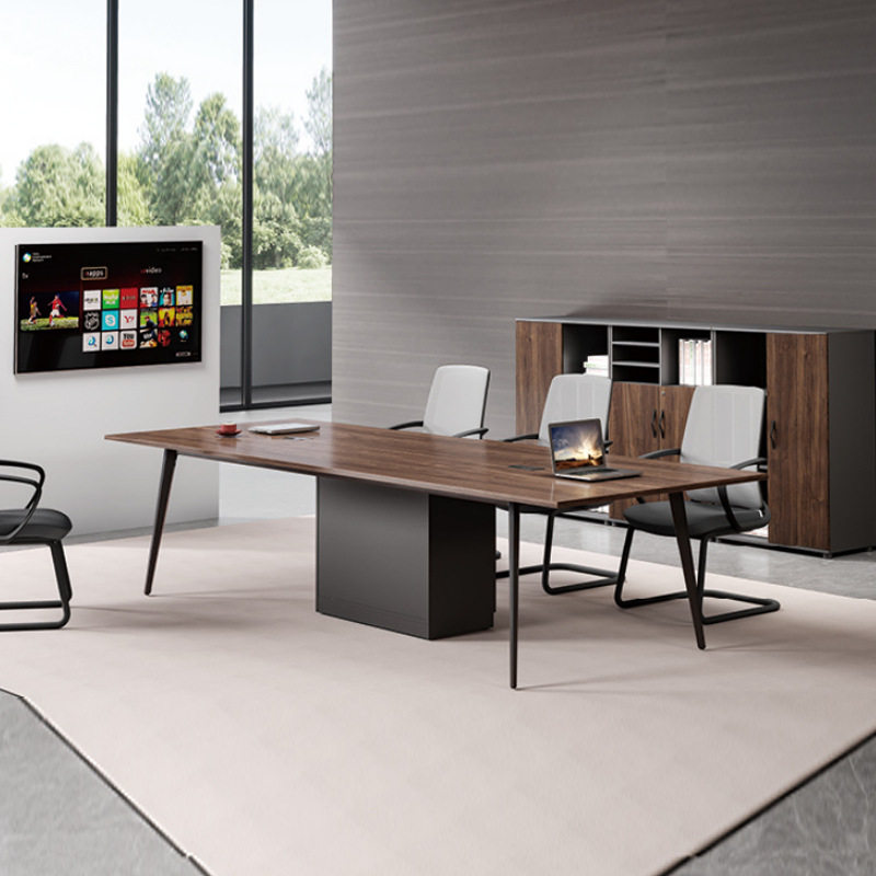 现代简约会议桌 条形会议台办公桌大气培训洽谈桌四脚简易会议台