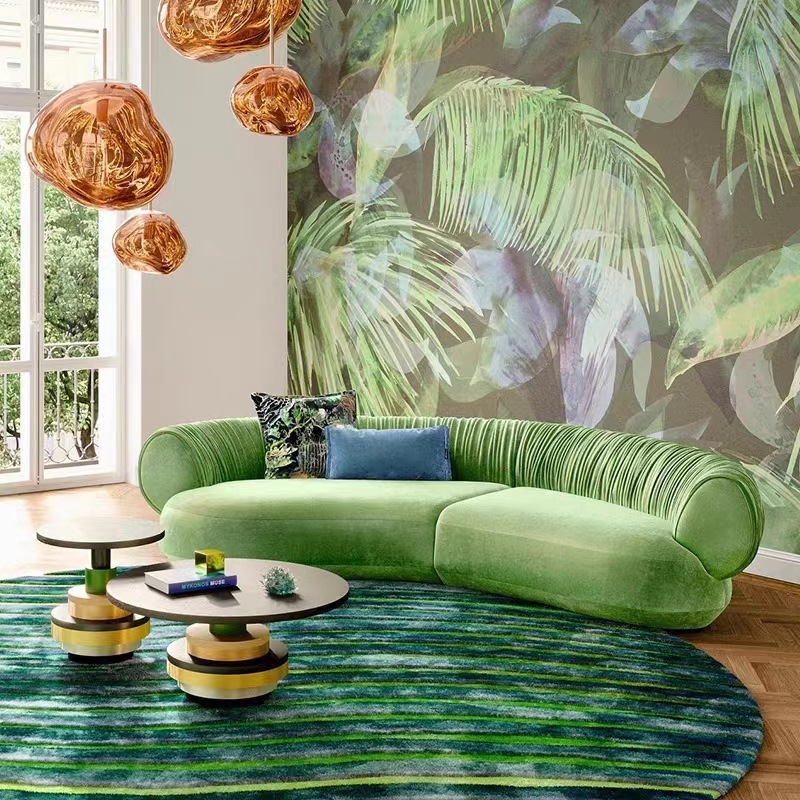 意式极简褶皱沙发现代简约设计师款别墅大平层圆弧形客厅布艺沙发