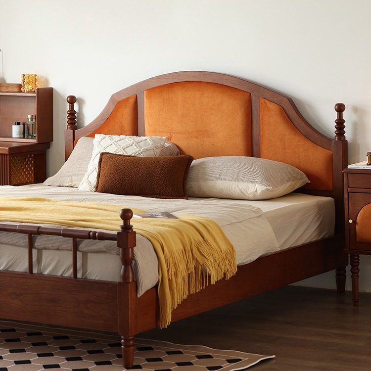樱桃木纯实木床工厂直销法式复古风美式主卧家具1米5中古新中式床