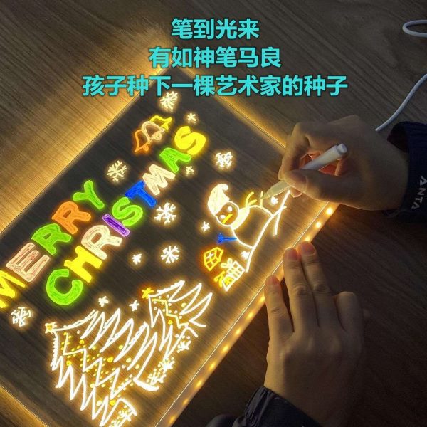 diy可擦写透明亚克力板灯桌面台灯led发光小夜灯板手绘氛围灯