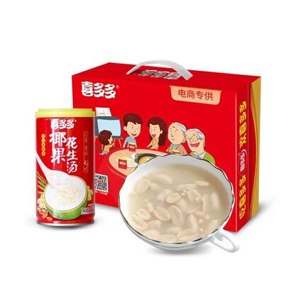 喜多多椰果花生汤罐头370g*6罐喜宴罐装甜品宿舍即食休闲早餐零食