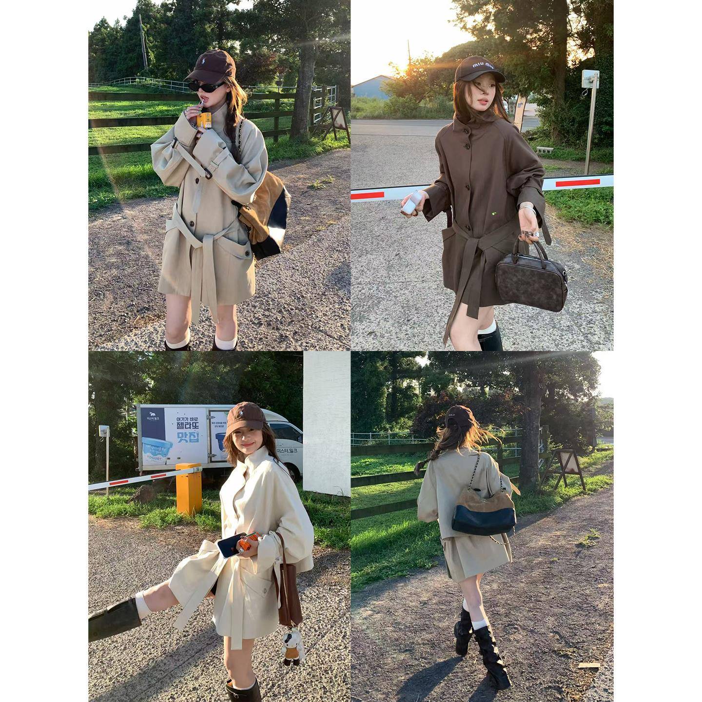 im向 里斯本秋日’天丝棉廓形立领慵懒秋季新款中长款风衣外套女