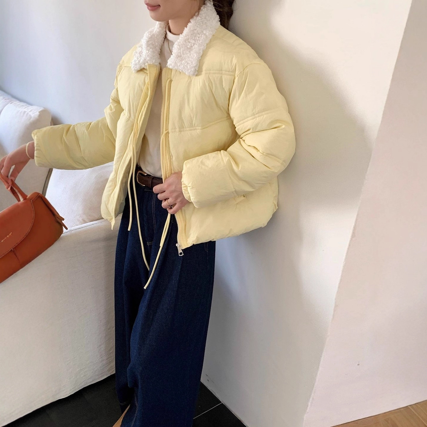 2025年冬季新款羊羔毛短款羽绒棉服女小香风甜美棉衣加厚棉袄外套