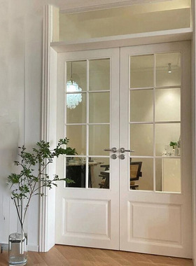 法式双开门玻璃门卧室门实木对开门推拉门套装门室内门烤漆复合门