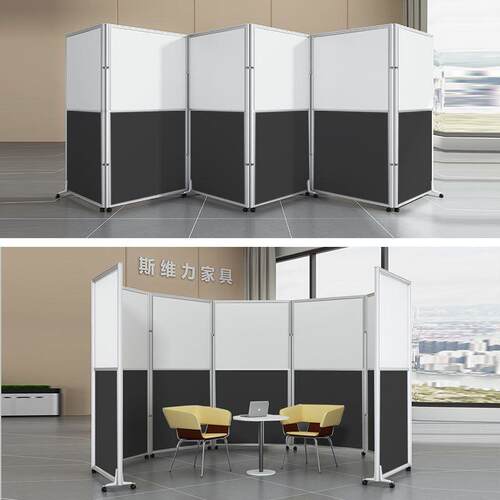 办公室屏风隔断墙公司工厂车间展厅活动挡板玻璃折叠移动隔断带轮