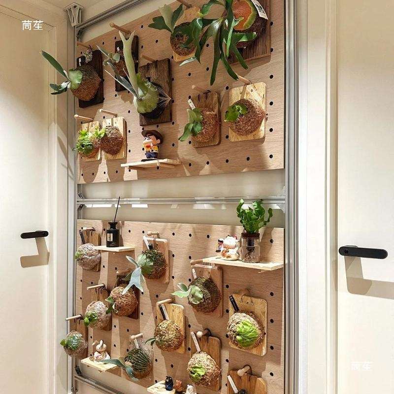 简约铝型材桦木海洋板收纳洞洞板顶天立地置物架衣帽架洞洞板